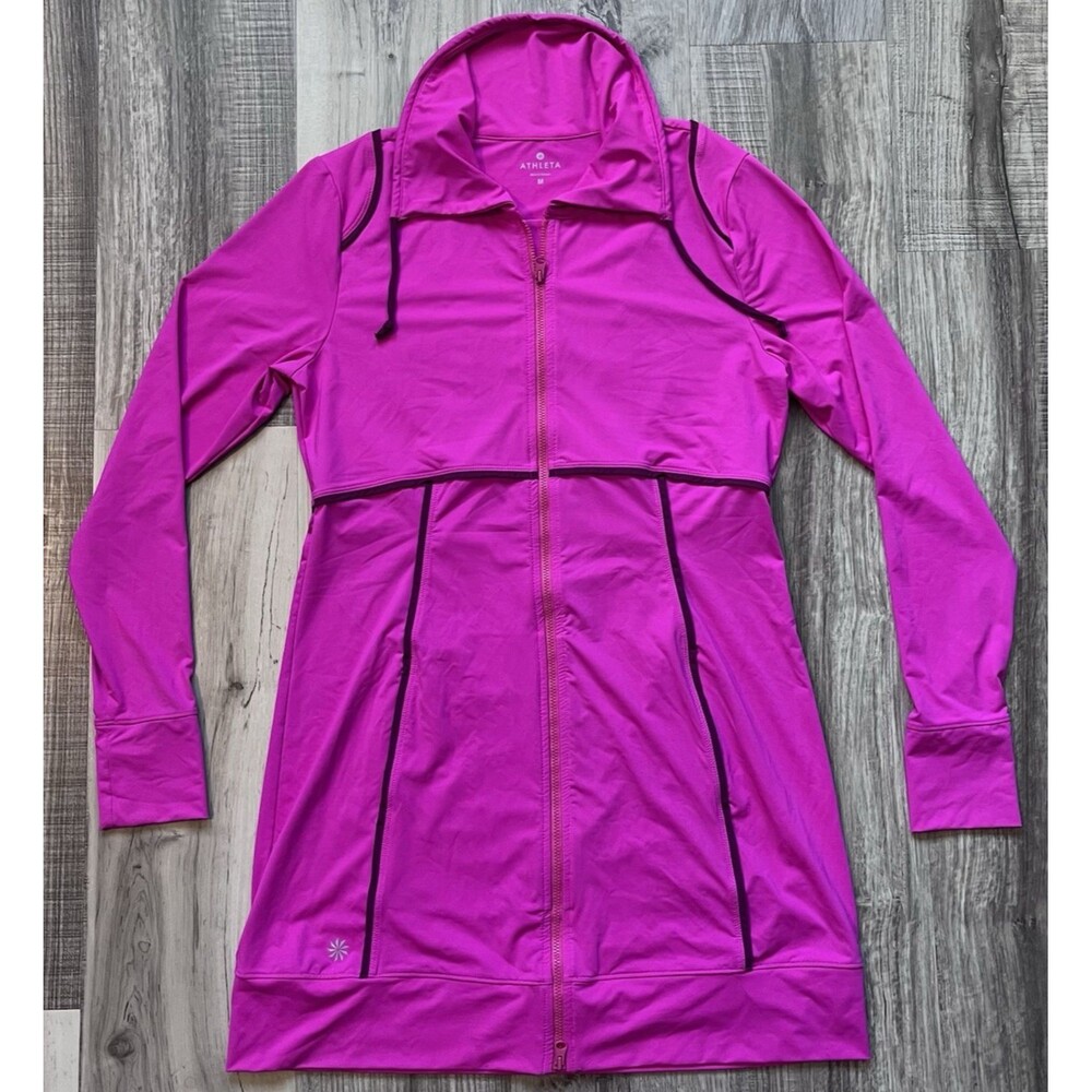 Athleta Womens Medium Spinnaker Long Sun SPF Jacket Full Zip Hot Pink